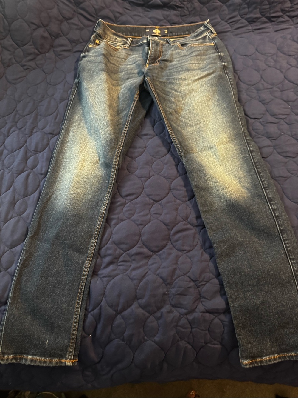 Hollister Men's Faded Blue Straight Jeans